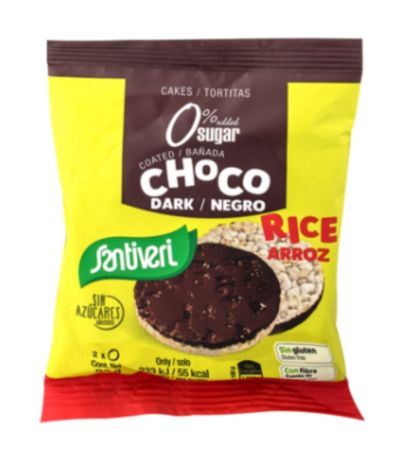Tortitas de Arroz con Chocolate Negro SinAzucar SinGluten 25g Santiveri