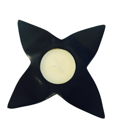 Portavelas Negro 4 Petalos 1ud Radhe Shyam