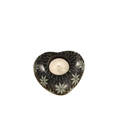 Portavelas Corazon Ajar Negro 1ud Radhe Shyam