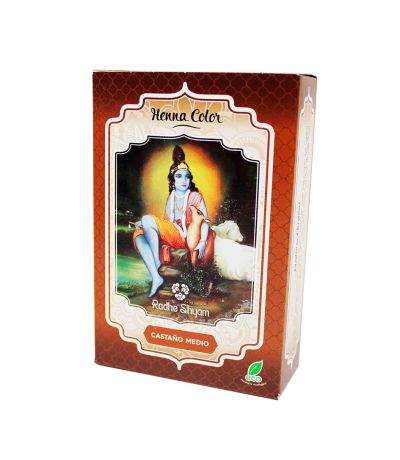 Henna Castaño Medio Polvo Eco Vegan 100g Radhe Shyam