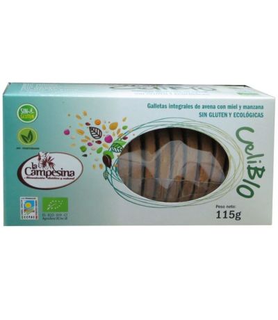 Galletas Integrales Avena Manzana y Miel Celibio SinGluten Eco 115g La Campesina