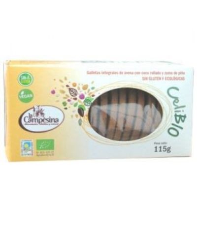 Galletas Integrales Avena Piña y Coco Celibio SinGluten Eco Vegan 115g La Campesina