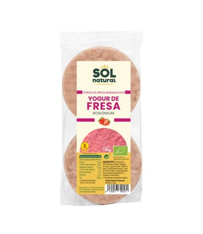 Tortas de Arroz con Yogur de Fresa SinGluten Bio 100g Solnatural