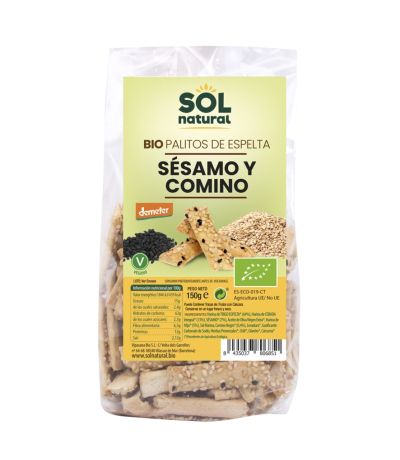 Palitos de Espelta Sesamo y Comino Eco Vegan 150g Solnatural