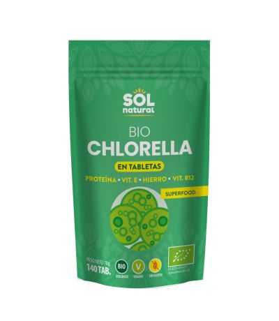 Clorella en Tabletas SinGluten Bio Vegan 140 Tabletas Solnatural
