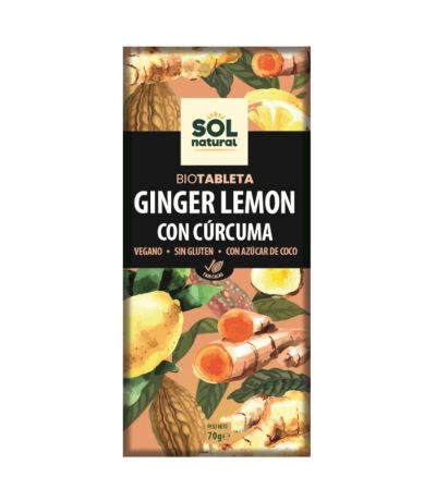 Chocolate Jengibre Limon Curcuma SinGluten Eco Vegan 70g Solnatural