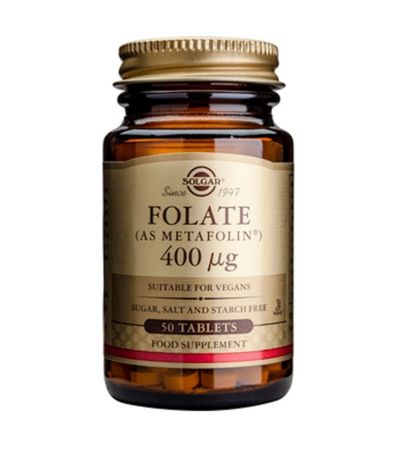 Folato as Metafolin 400Mg SinGluten Vegan 50comp Solgar
