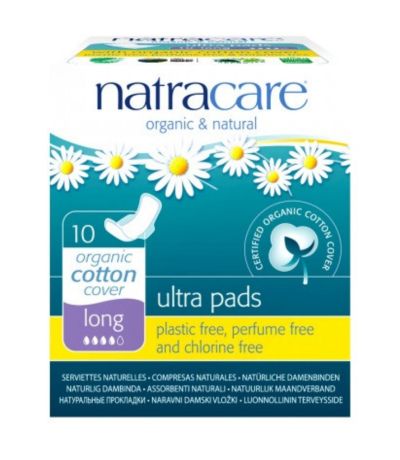 Compresa Extra Larga con Alas 10uds Natracare