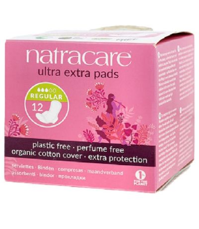 Compresa Ultra Extra Normal con Alas Bio Vegan 12uds Natracare