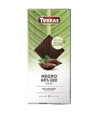 Chocolate Negro 60 con Stevia SinGluten Vegan 100g Torras