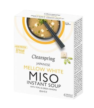 Sopa de Miso con Tofu Suave Instantanea Vegan 4 Sobres Clearspring