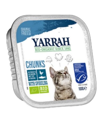 Tarrina para Gatos Trozos con Pescado Bio 100g Yarrah