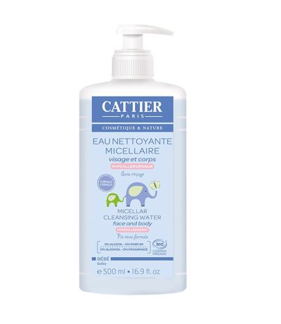 Agua Limpiadora Bebe Micelar Bio Vegan 500ml Cattier