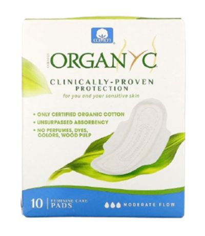 Compresas de Dia con Alas 100 Algodon Vegan 10uds Organyc