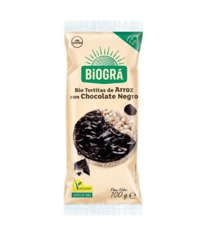 Tortitas de Arroz con Chocolate Negro SinGluten Bio Vegan 100g Biogra