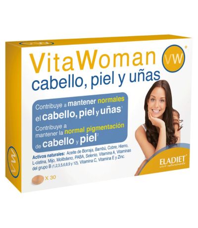Vitawoman Cabello Piel y uñas SinGluten 30comp Eladiet