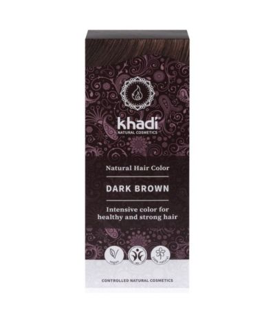 Tinte Natural Herbal Hair color Castaño Oscuro Eco Vegan 100g Khadi