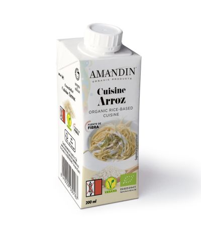 Crema Leche de Arroz Cocinar SinGluten Eco Vegan 200ml Amandin