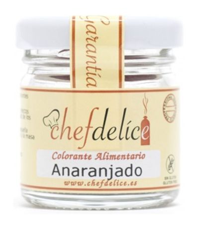 Colorante Anaranjado Polvo SinGluten Vegan 20g Chefdelice