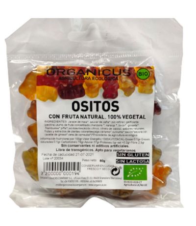 Golosinas de Ositos SinGluten Bio 80g Organicus