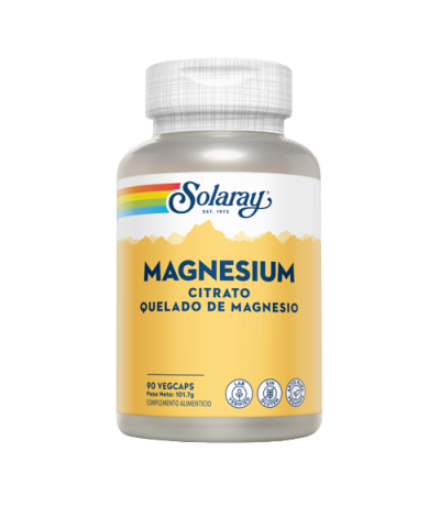 Magnesium Citrato Quelado de Magnesio SinGluten Vegan 90caps Solaray