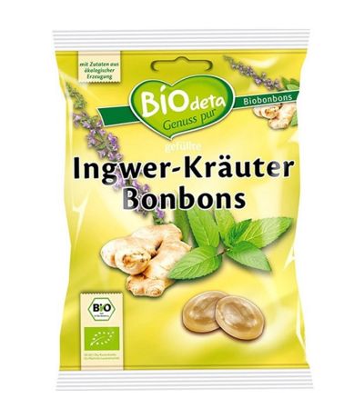 Caramelos Rellenos de Jengibre y Hierbas Bio 75g Biodeta