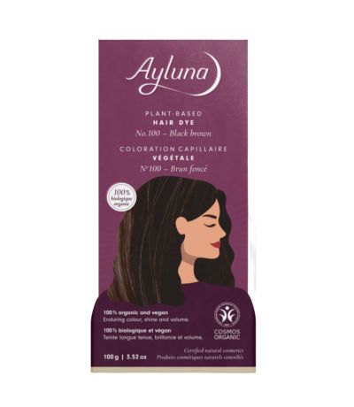 Tinte Vegetal nº100 Castaño Oscuro Bio Vegan 100g Ayluna